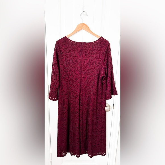 NWT Dennis by Dennis Basso Lace Burgundy Dress Size 18W - Picture 2 of 2